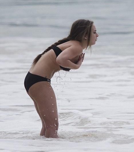 Chloe Green at Beach in Black Bikini Photos