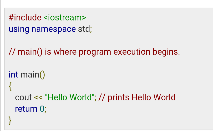 Online Tutor: basic syntax of c++ language