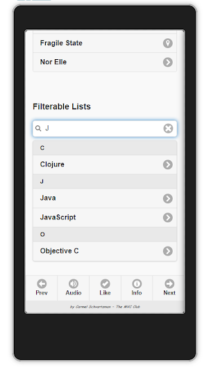 jQuery  Collapsible   List with Search        