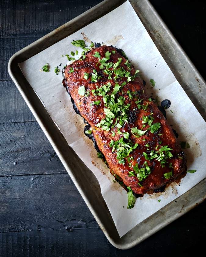 Mango & Tomato Open Face Turkey Meatloaf Sandwich With Pineapple & Sriracha