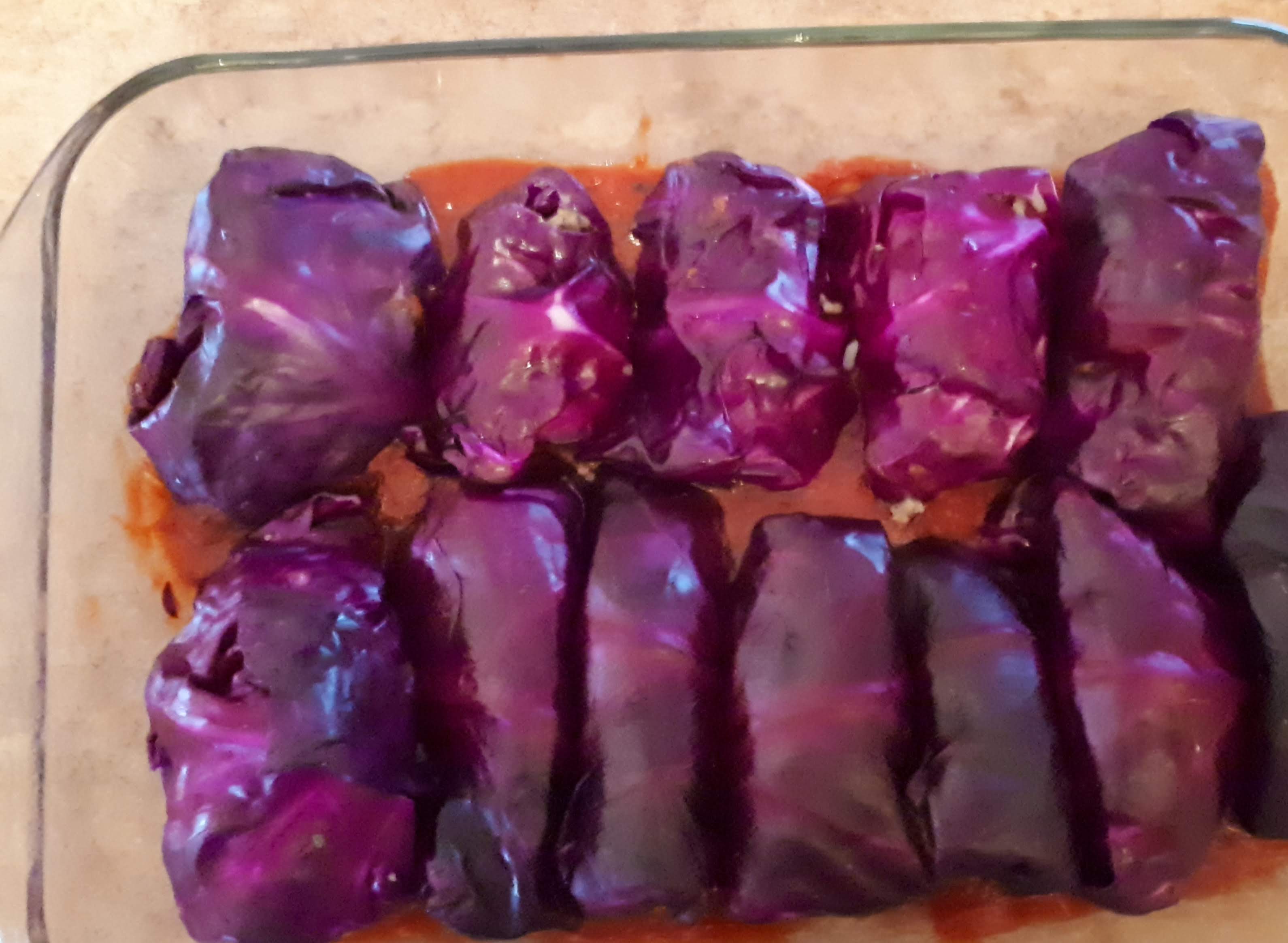 Thel's Kitchen Purple Cabbage Rolls With Cooked Ground Beef