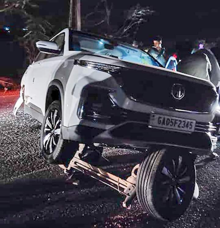 Indian Roadie MG Hector crash in Goa on 20210221