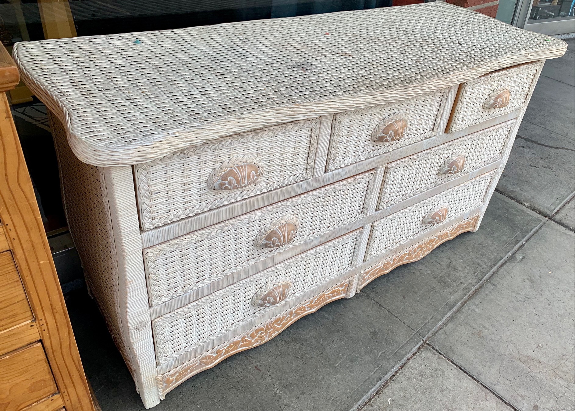 UHURU FURNITURE & COLLECTIBLES: SOLD #103016 Off White Wicker Drawer Dresser 57?????? L x 21.75?????? D ...