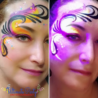 UV Glow Parties Face Paint and UV Neon Glitter Tattoos