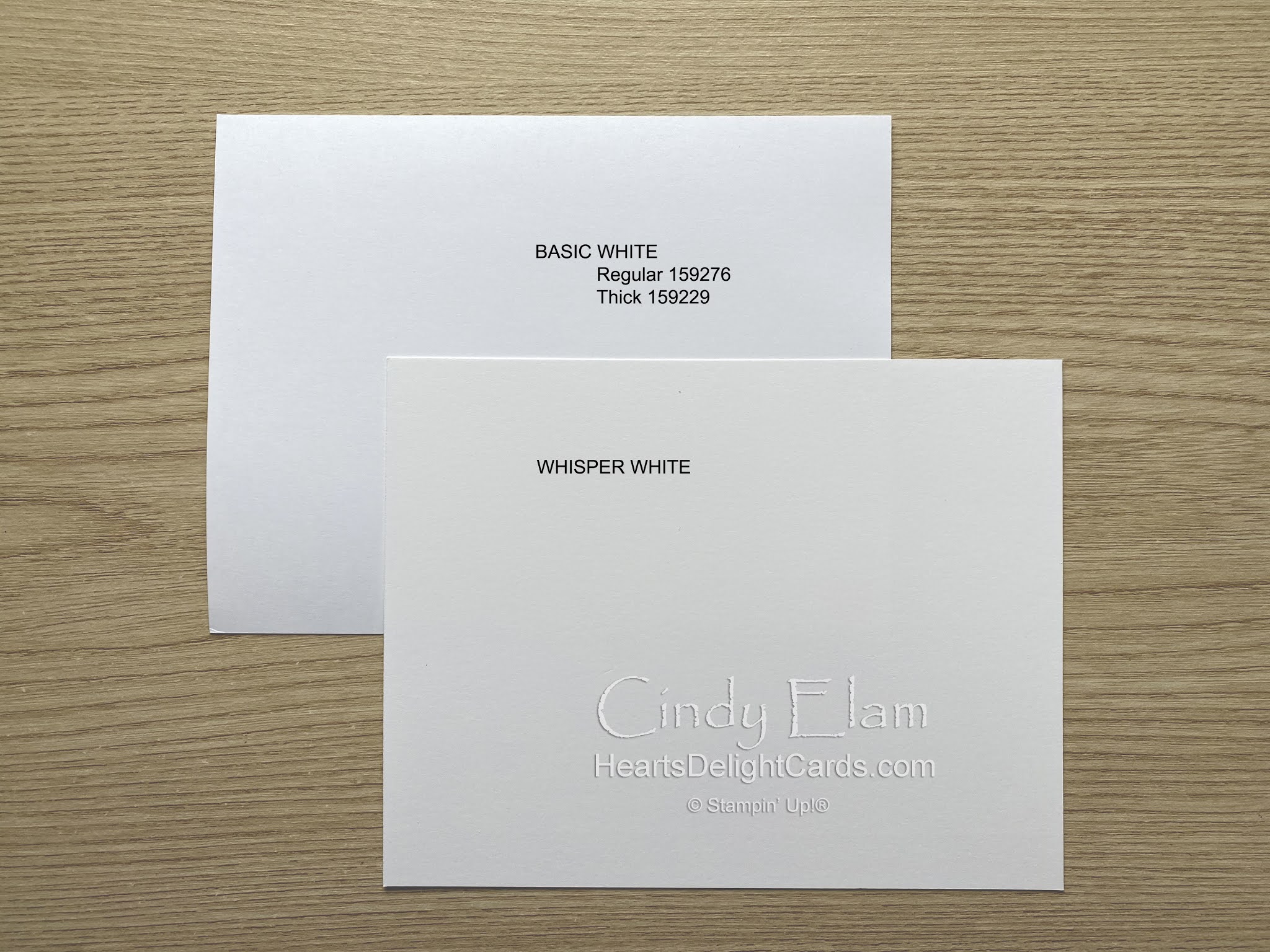 Heart's Delight Cards Comparing Basic White and Whisper White