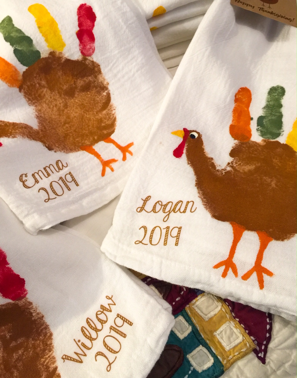 The Boho Bird Handprint Turkey Kitchen Towel Tutorial