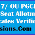 OUCET 2017/ OU PGCET 2017 2nd Phase Seat Allotment list,certificates verification dates @ ouadmissions.com