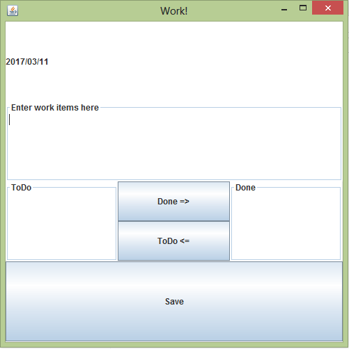 Work tracker using java swings