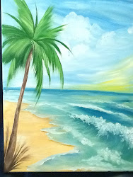 beach painting scene canvas paintings acrylic woil convention dewberry donna paint certification tropical scenes awards simple ocean stroke water tree