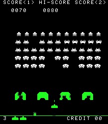 Imagen de la pantalla de juego : Space Invaders - 1978 : Un cañón dispara proyectiles a los marcianitos