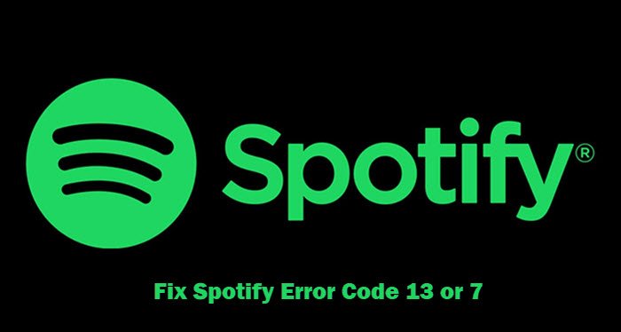 Código de error de Spotify 13 o 7