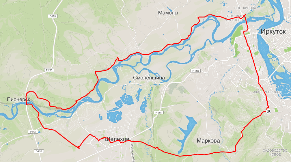 Карта реки иркут