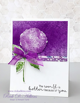 The world is better with you card featuring the Hydrangea Haven bundle from Stampin' Up!, Click here to learn more