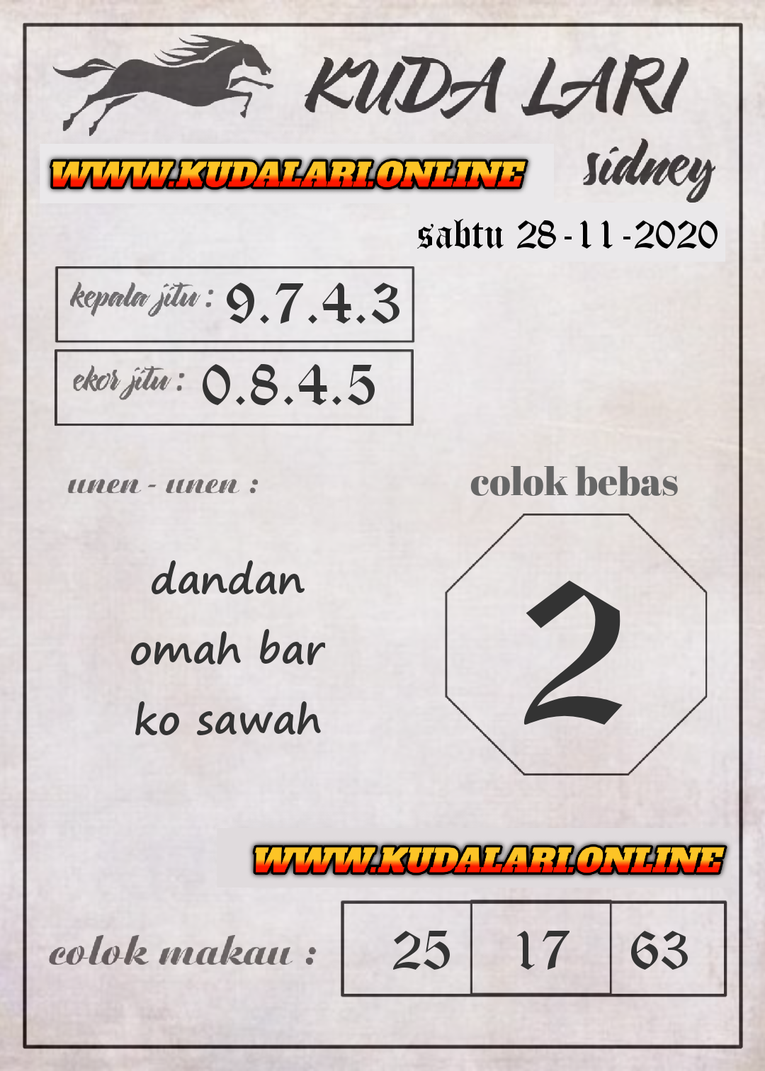 30 Prediksi sydney kuda lari