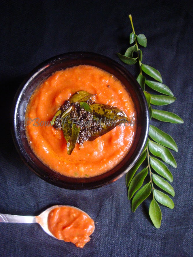 Bowl Of Food With Ash Instant Tomato Green chilly chutney Recipe How