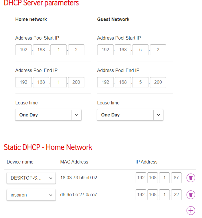 Vodafone Router Configuration for Connection and other Services