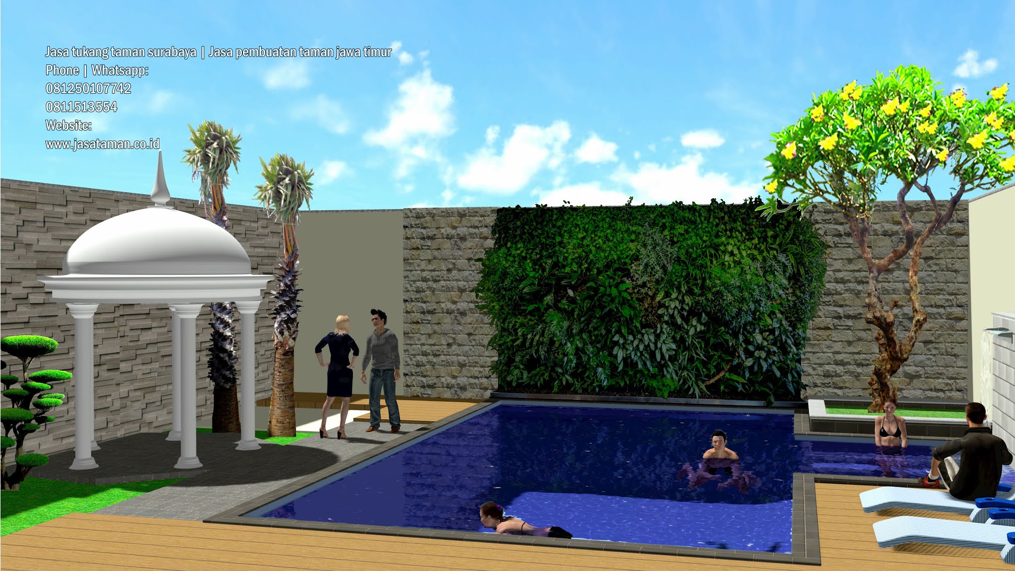 TAMAN DAN KOLAM RENANG BELAKANG RUMAH