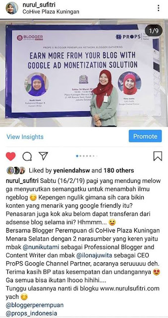 cara memaksimalkan pendapatan penghasilan atau uang dari iklan di blog melalui props nurul sufitri lifestyle mom blogger tips info monetisasi iklan google adsense ad manager google channel partner blogger perempuan network