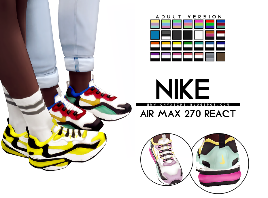 Nike Air Max 270 React | Adult Version - Onyx Sims