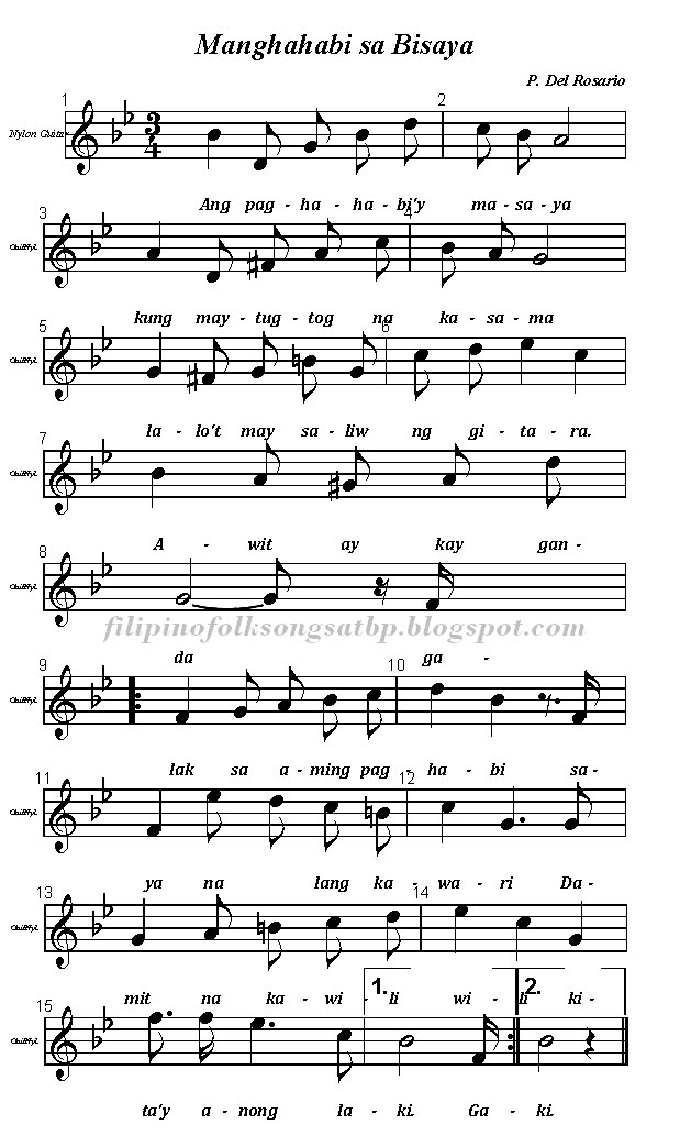 Filipino Visayan Folk Song Manghahabi sa Bisaya (Sheet Music and MIDI)