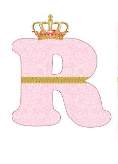 Abecedario Rosa con Corona. Pink Alphabet with Crown.