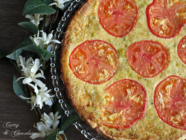 Quiche de puerro y queso con tomate Quiche de puerro y queso con tomate