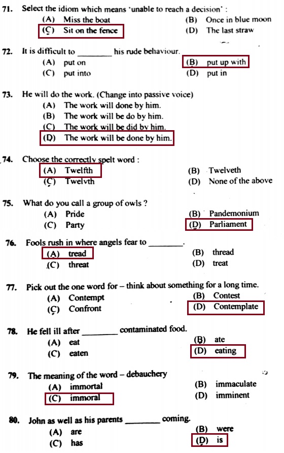Lab Assistant Question Paper and Answer Key Thiruvananthapuram