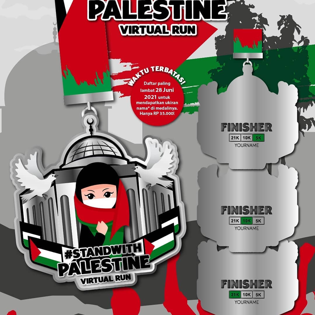 Medali 🔍 Stand With Palestine Virtual Run - Indonesia • 2021 Medali 🏅 Stand With Palestine Virtual Run - Indonesia • 2021