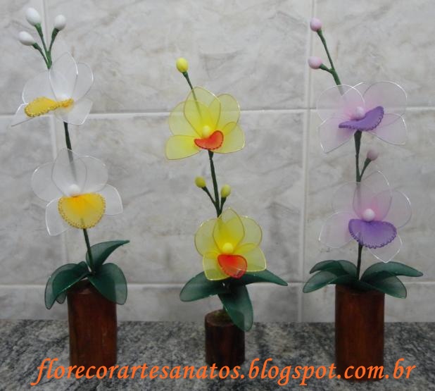 Flor e Cor Artesanatos: Orquídeas em Meia de Seda