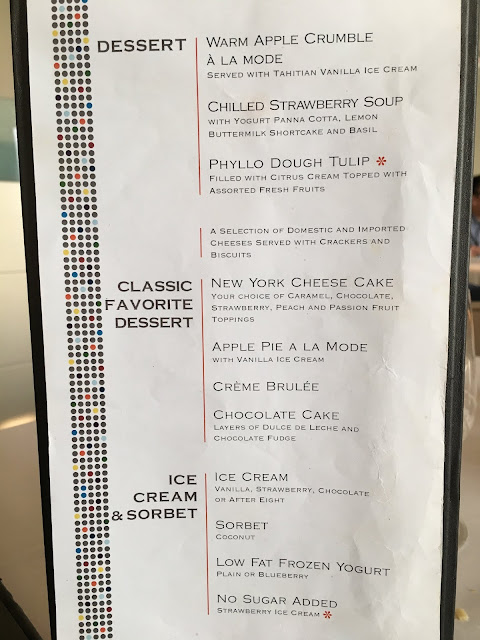 Celebrity Cruises dessert menu