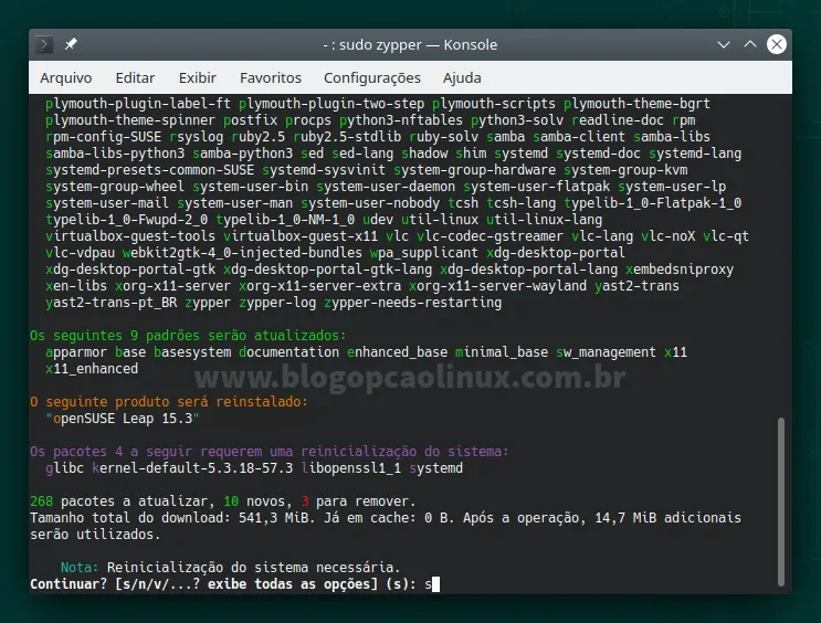 Atualizando o openSUSE Leap 15.3 pelo terminal