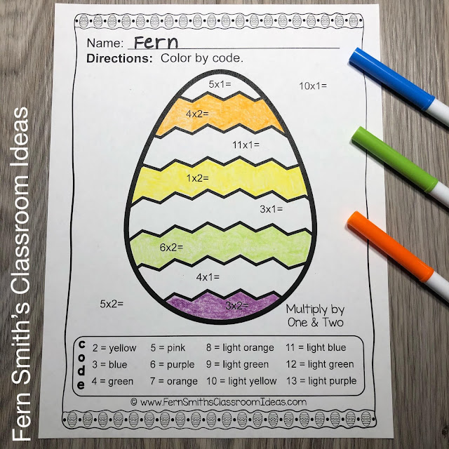 Multiplication and Division Color By Number Easter Egg Fun #FernSmithsClassroomIdeas