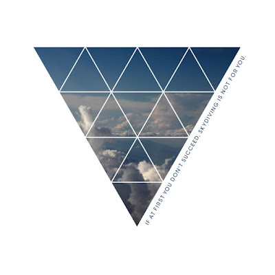 Upside down triangle shape filled with cloud photo. funny text on side