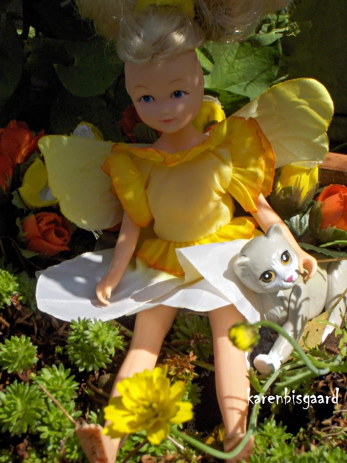 Karen`s Vintage Dolls Photography. Narcissus flower fairy doll from