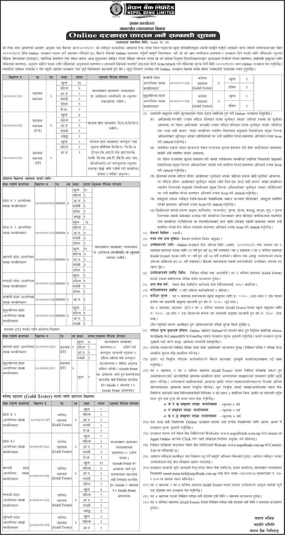 Nepal Bank Limited Vacancy