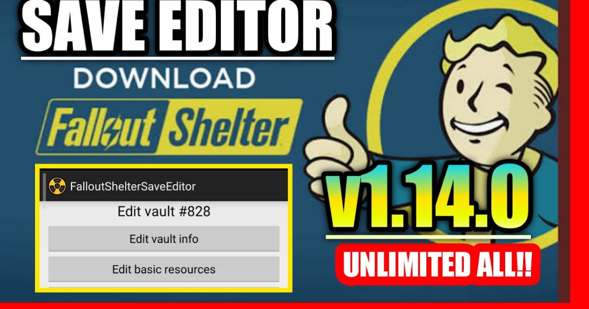 Vault Editor For Fallout Shelter Hack/Mod v1.14.0 Unlimited Lunch