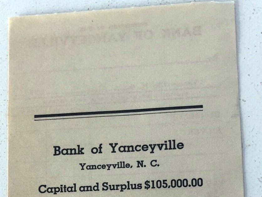 Caswell County North Carolina Bank of Yanceyville (NC) Deposit Book