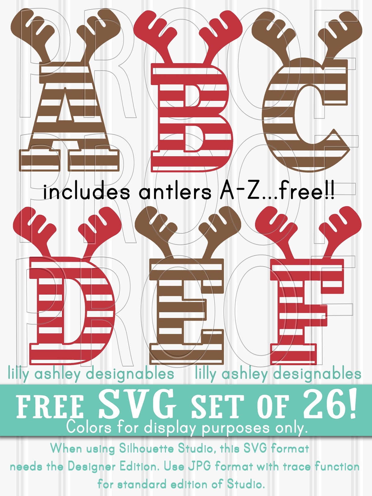Make It Create Free Cut Files And Printables Free Christmas Svg Set Of Antler Letters