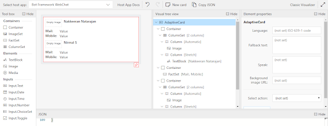 Adaptive Card Visual Interface for building component with UI