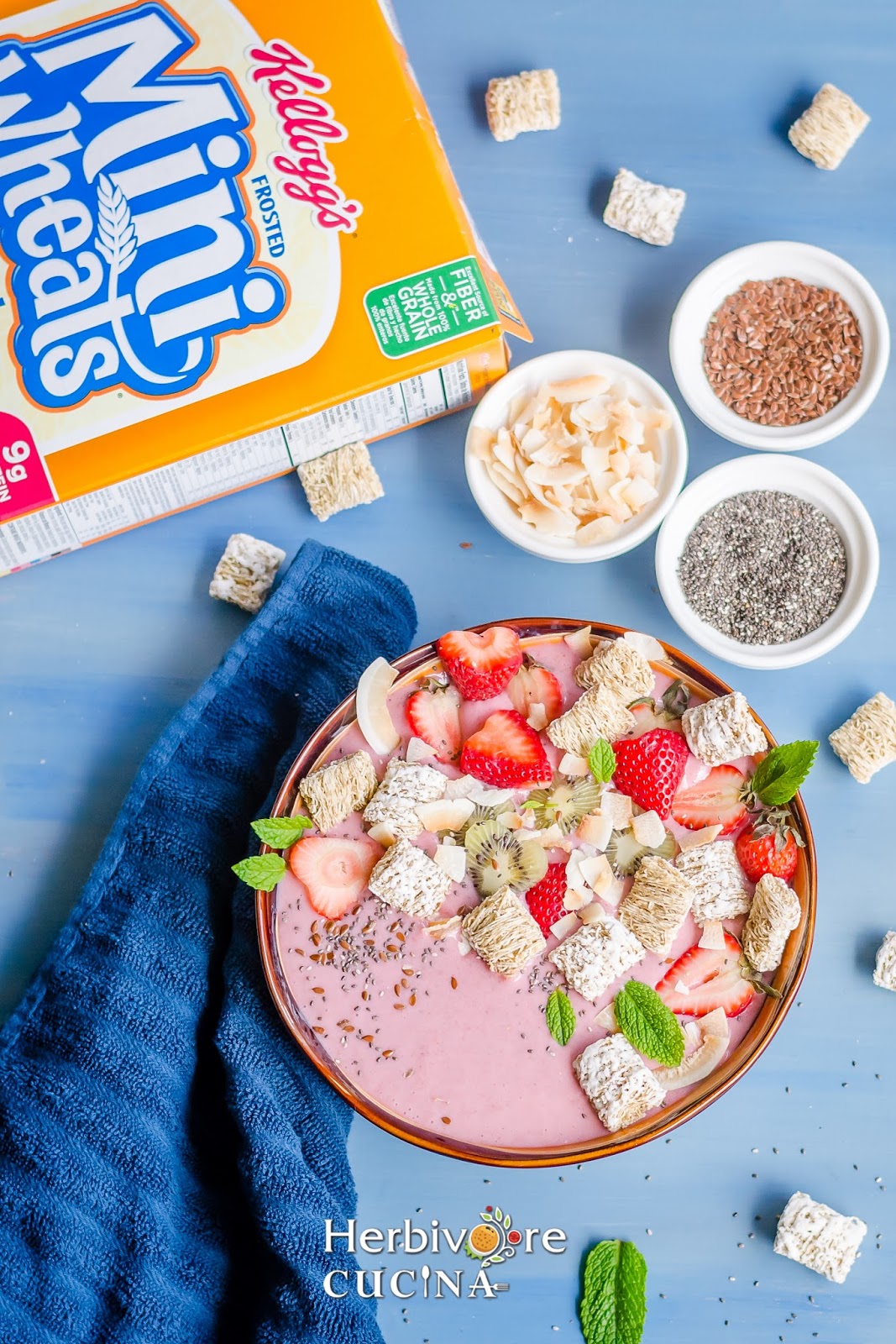 Herbivore Cucina Vegan Strawberry + Cereal Smoothie Bowl