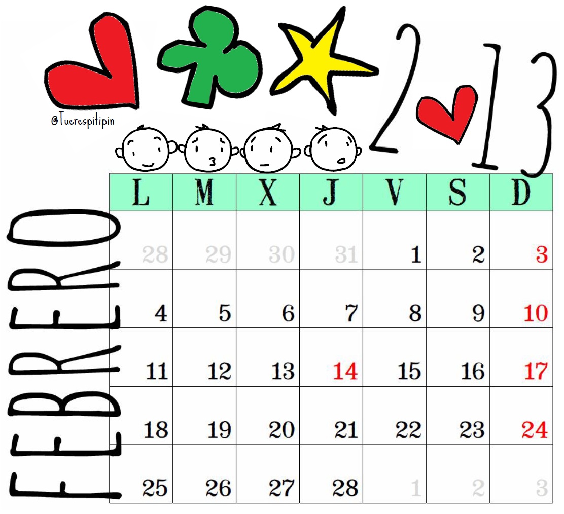 Calendario Febrero 2013 Sábado De Calendario