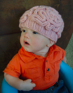 knitted baby zombie brain cap