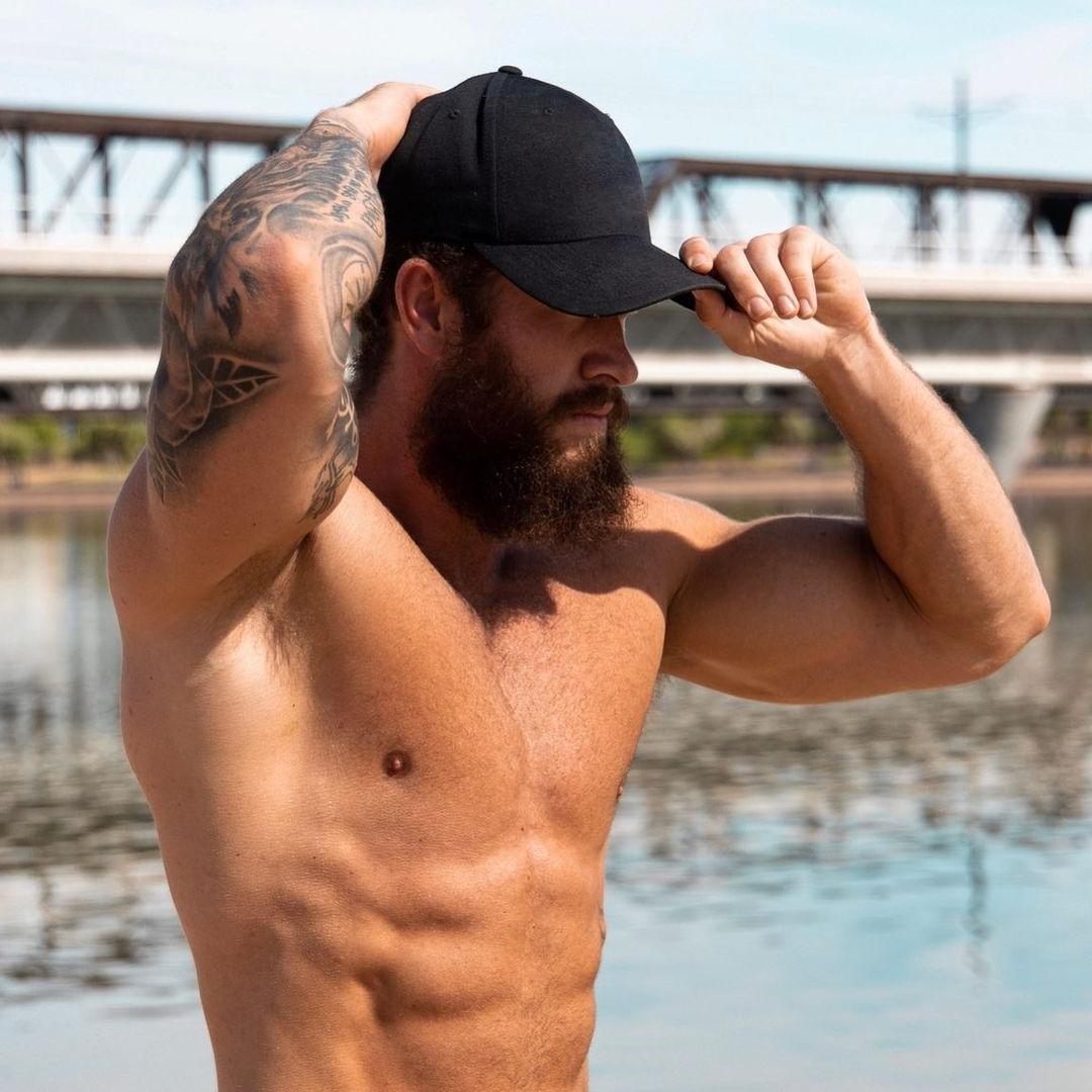 straight-masculine-shirtless-bearded-daddy-brenton-ross-simmons-baseball-cap