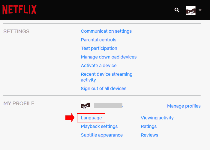 Configurações de linguagem da conta Netflix
