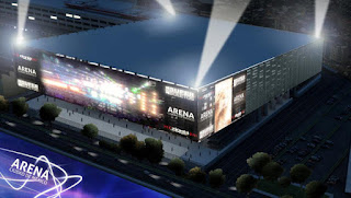 Arena CDMX vista por el Frente con luces de Noche Arena CDMX vista por el Frente con luces de Noche