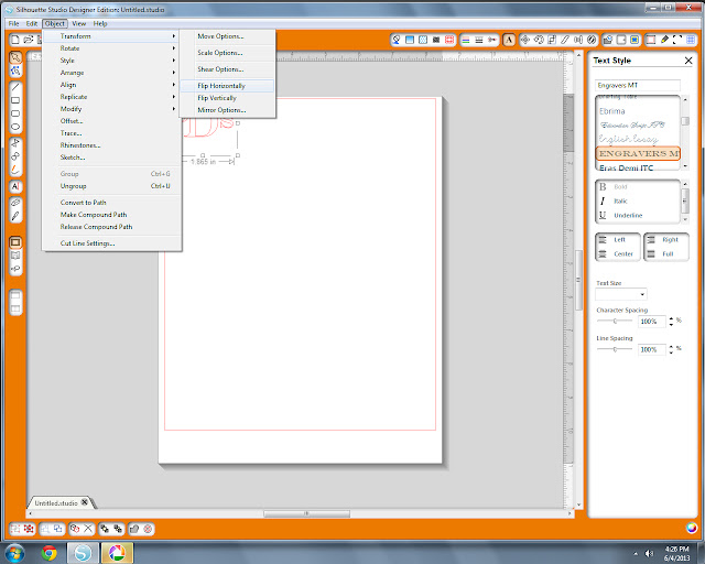 how to flip text in Silhouette software monogrammed necktie coffee cuff
