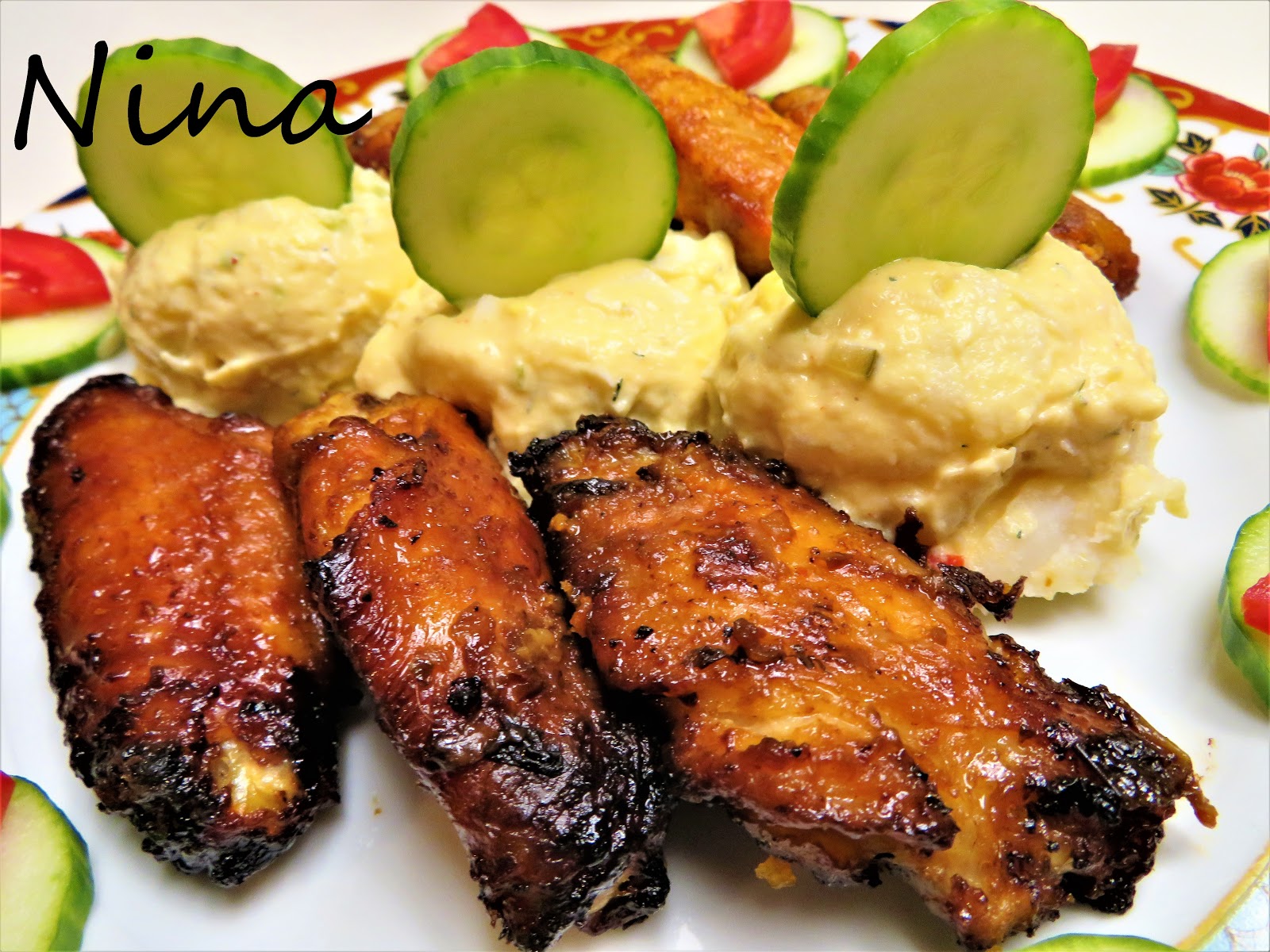 NINA'S RECIPES..... CHICKEN WINGS AND POTATO SALAD