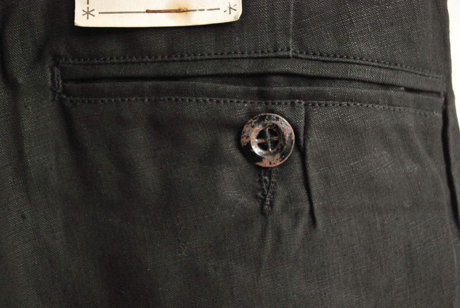 encore 1940s black linen work pants