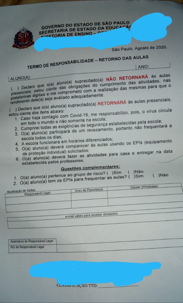 Escolas Enviam Termo De Responsabilidade Aos Pais Caso Filhos Se