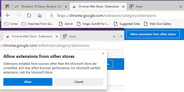 Microsoft Edge Chromium 中的 Chrome 扩展